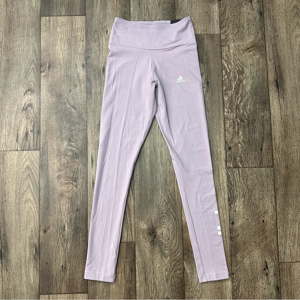Adidas Tight Fit High Rise Cotton Tights Lavender Color Size XS